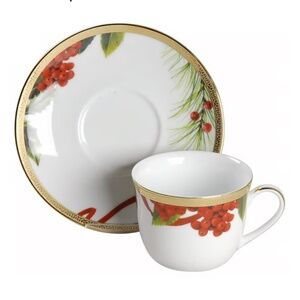 Charter Club Grand Buffet Gold (Classic Holly Berry) Flat Cup & Saucer Set